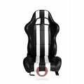Omnisports CPA1026 Black and White Stripes Synthetic Leather Racing Seats- Sold as a Pair OM2844966